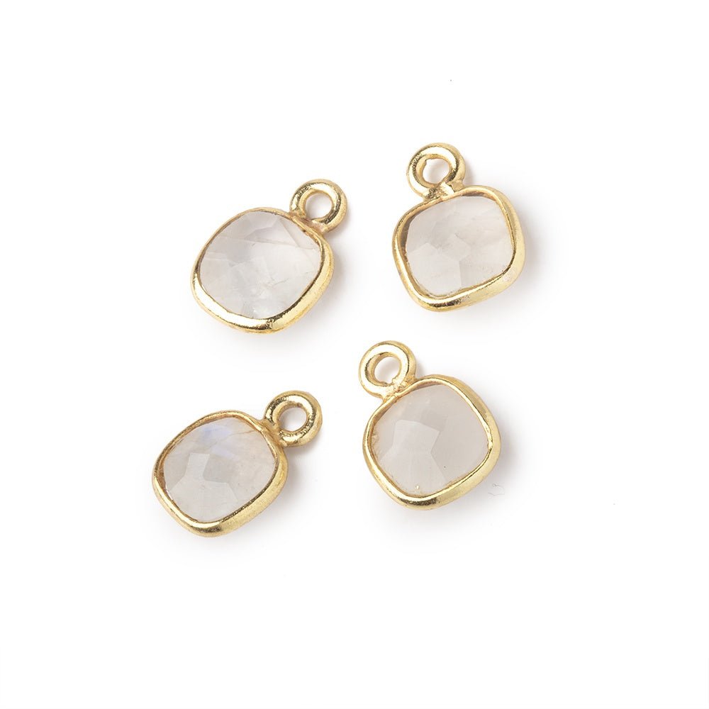 7mm Bezel Set Rainbow Moonstone Faceted Cushion Set of 4 Pendants (ONLINE ORDER ONLY)