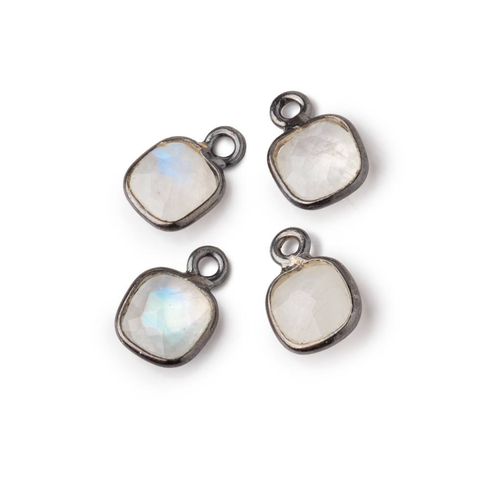 7mm Bezel Set Rainbow Moonstone Faceted Cushion Set of 4 Pendants (ONLINE ORDER ONLY)