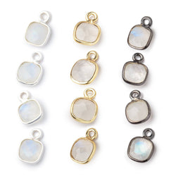 7mm Bezel Set Rainbow Moonstone Faceted Cushion Set of 4 Pendants (ONLINE ORDER ONLY)