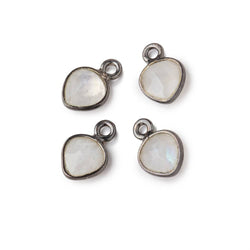 7mm Bezel Set Rainbow Moonstone Faceted Heart Set of 4 Pendants (ONLINE ORDER ONLY)