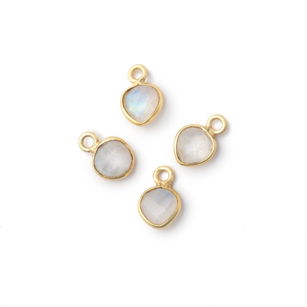 7mm Bezel Set Rainbow Moonstone Faceted Heart Set of 4 Pendants (ONLINE ORDER ONLY)