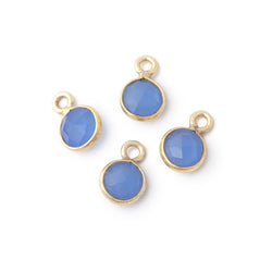 7mm Bezel Set Santorini Blue Chalcedony Faceted Coin Set of 4 Pendants (ONLINE ORDER ONLY)
