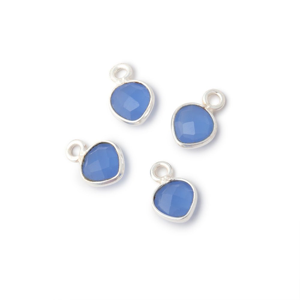 7mm Bezel Set Santorini Blue Chalcedony Faceted Heart Set of 4 Pendants (ONLINE ORDER ONLY)