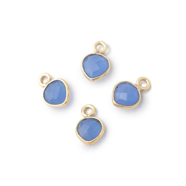 7mm Bezel Set Santorini Blue Chalcedony Faceted Heart Set of 4 Pendants (ONLINE ORDER ONLY)