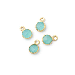 7mm Bezel Set Seafoam Blue Chalcedony Faceted Coin Set of 4 Pendants (ONLINE ORDER ONLY)