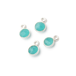 7mm Bezel Set Seafoam Blue Chalcedony Faceted Coin Set of 4 Pendants (ONLINE ORDER ONLY)