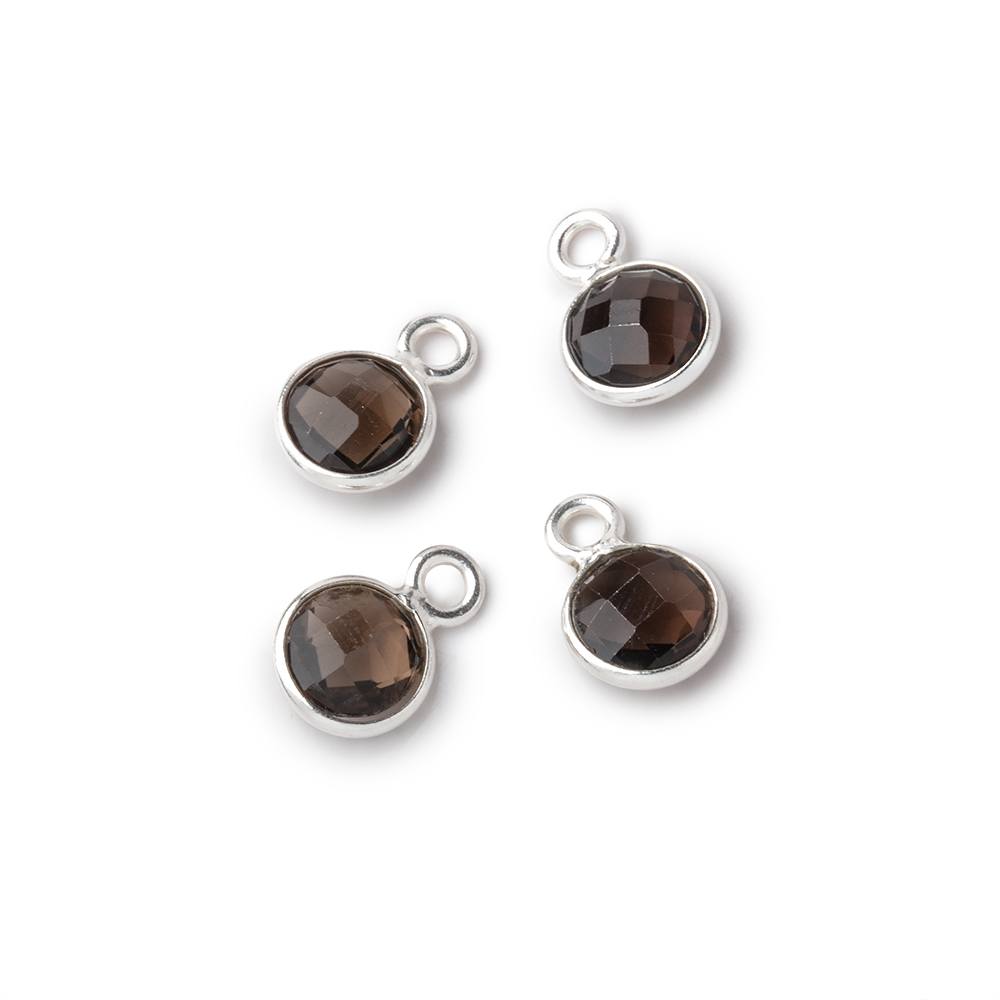 7mm Bezel Set Smoky Quartz Faceted Coin Set of 4 Pendants (ONLINE ORDER ONLY)