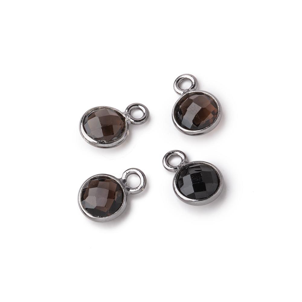 7mm Bezel Set Smoky Quartz Faceted Coin Set of 4 Pendants (ONLINE ORDER ONLY)