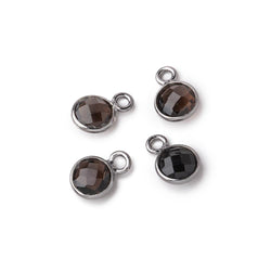 7mm Bezel Set Smoky Quartz Faceted Coin Set of 4 Pendants (ONLINE ORDER ONLY)