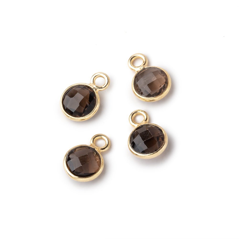 7mm Bezel Set Smoky Quartz Faceted Coin Set of 4 Pendants (ONLINE ORDER ONLY)