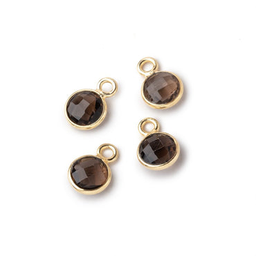 7mm Bezel Set Smoky Quartz Faceted Coin Set of 4 Pendants (ONLINE ORDER ONLY)