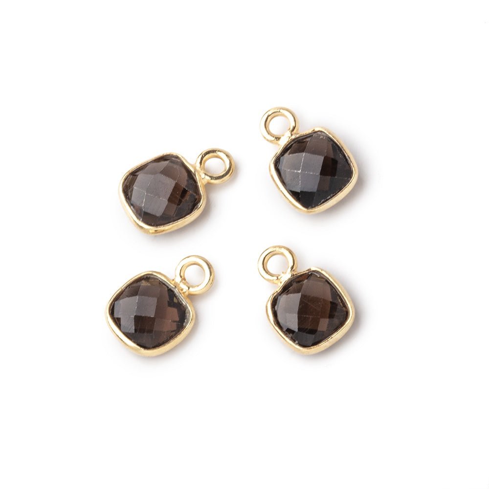 7mm Bezel Set Smoky Quartz Faceted Cushion Set of 4 Pendants (ONLINE ORDER ONLY)