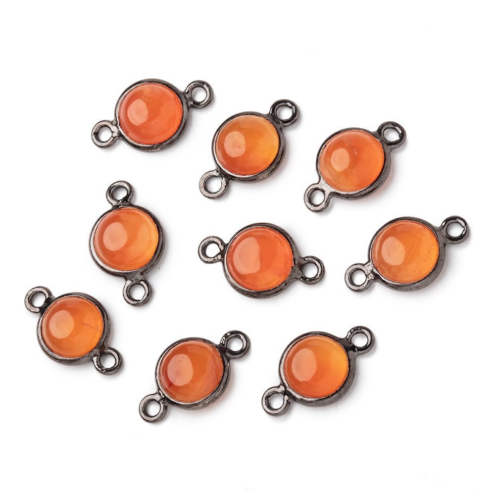 7mm Black Gold Bezel Carnelian Plain Coin Focal Connector 1 piece (ONLINE ORDER ONLY)