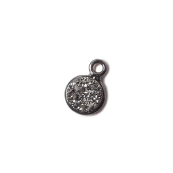 7mm Black Gold Bezel Metallic Platinum Drusy Coin Pendant 1 piece (ONLINE ORDER ONLY)