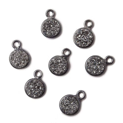 7mm Black Gold Bezel Metallic Platinum Drusy Coin Pendant 1 piece (ONLINE ORDER ONLY)