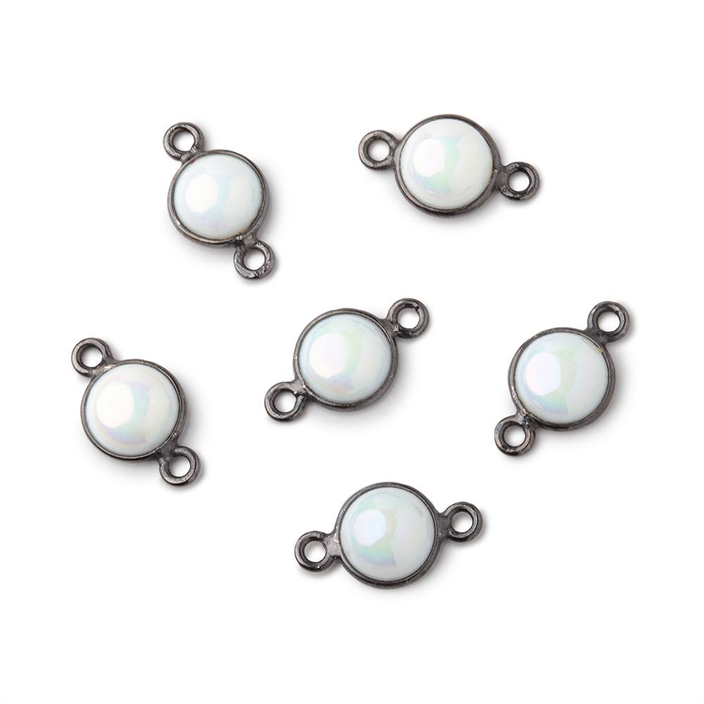 7mm Black Gold Bezel Mystic Opal Coin Cabochon Connector 1 piece (ONLINE ORDER ONLY)