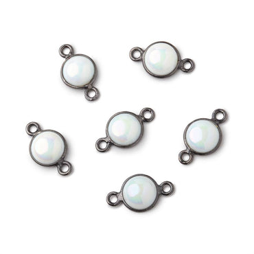 7mm Black Gold Bezel Mystic Opal Coin Cabochon Connector 1 piece (ONLINE ORDER ONLY)