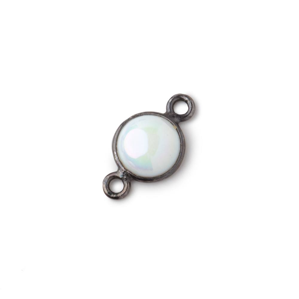 7mm Black Gold Bezel Mystic Opal Coin Cabochon Connector 1 piece (ONLINE ORDER ONLY)