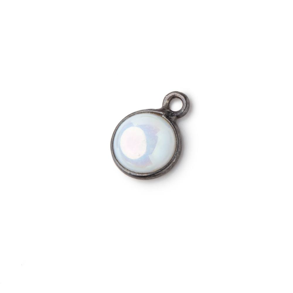 7mm Black Gold Bezel Mystic Opal Coin Cabochon Pendant 1 piece (ONLINE ORDER ONLY)