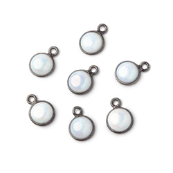 7mm Black Gold Bezel Mystic Opal Coin Cabochon Pendant 1 piece (ONLINE ORDER ONLY)