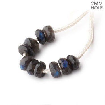 7mm Black Labradorite 2mm Large Hole Faceted Rondelle Bead Set of 10 (ONLINE ORDER ONLY)