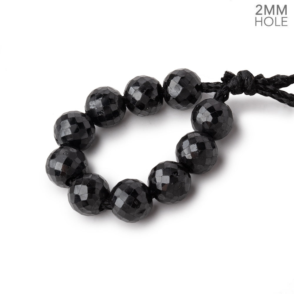 7mm Black Spinel 2mm Large Hole Faceted Rounds Set of 10 (ONLINE ORDER ONLY)