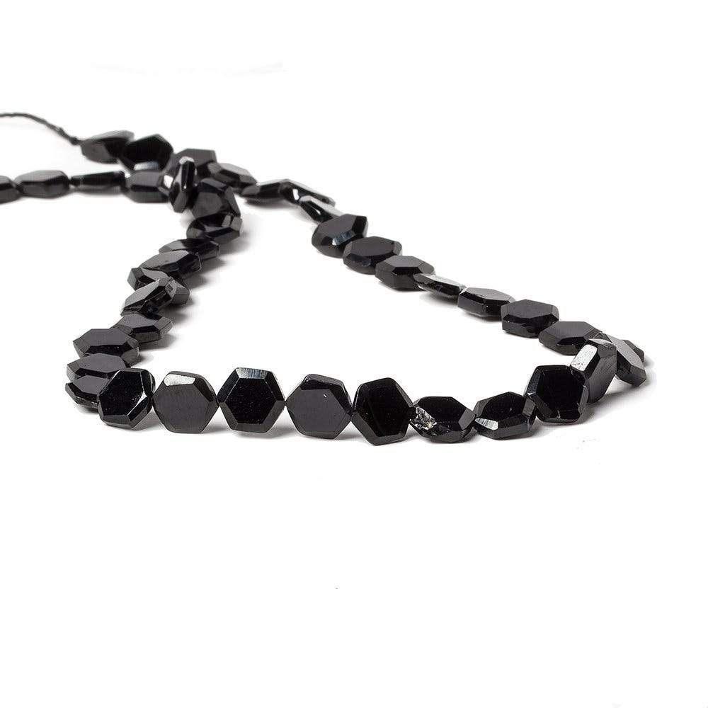 7mm Black Spinel bezel faceted hexagon beads 13 inch 43 pieces (ONLINE ORDER ONLY)