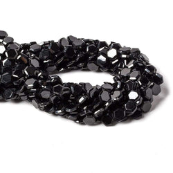 7mm Black Spinel bezel faceted hexagon beads 13 inch 43 pieces (ONLINE ORDER ONLY)