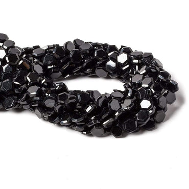 7mm Black Spinel bezel faceted hexagon beads 13 inch 43 pieces (ONLINE ORDER ONLY)