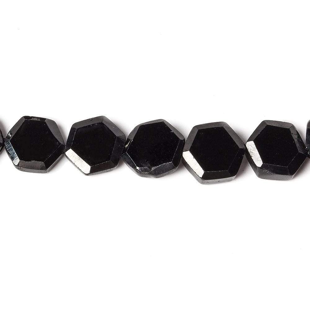 7mm Black Spinel bezel faceted hexagon beads 13 inch 43 pieces (ONLINE ORDER ONLY)