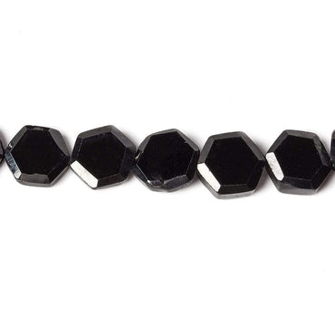 7mm Black Spinel bezel faceted hexagon beads 13 inch 43 pieces (ONLINE ORDER ONLY)