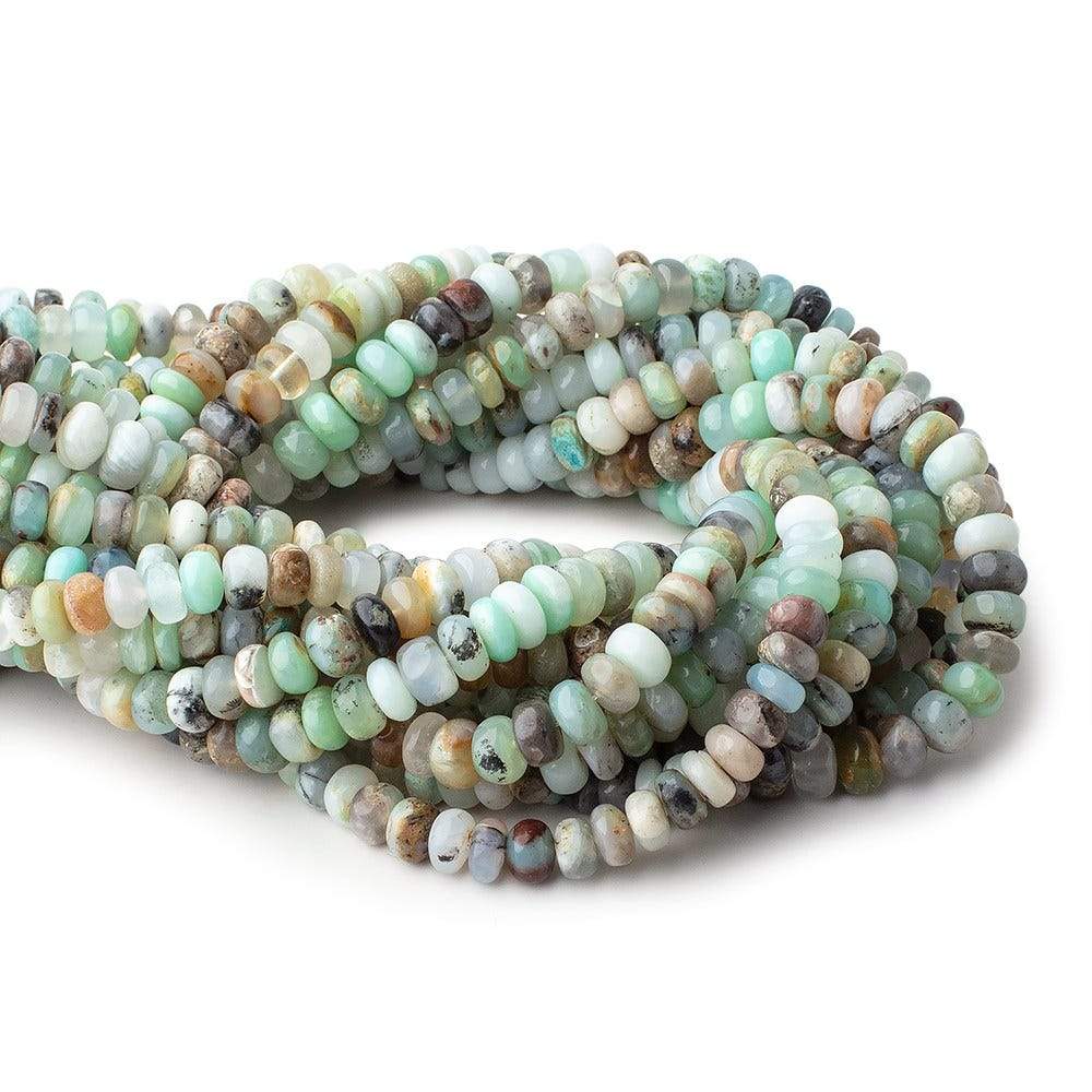 7mm Blue Peruvian Opal plain rondelles 14 inch 86 beads AA (ONLINE ORDER ONLY)