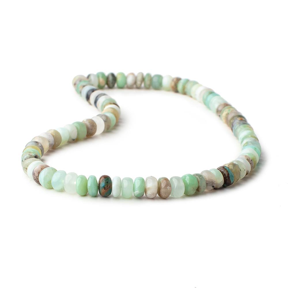 7mm Blue Peruvian Opal plain rondelles 14 inch 86 beads AA (ONLINE ORDER ONLY)