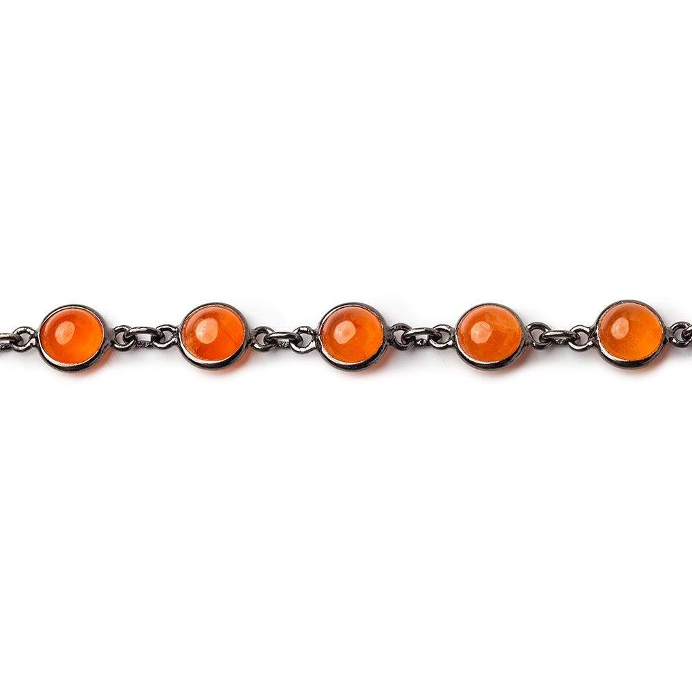 7mm Carnelian Black Gold Bezel Chain by the foot (ONLINE ORDER ONLY)