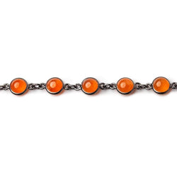 7mm Carnelian Black Gold Bezel Chain by the foot (ONLINE ORDER ONLY)