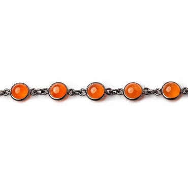 7mm Carnelian Black Gold Bezel Chain by the foot (ONLINE ORDER ONLY)