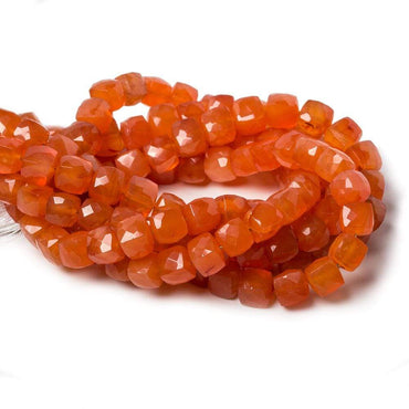 7.5mm Carnelian faceted cube beads 8 inch 30 pieces (ONLINE ORDER ONLY)
