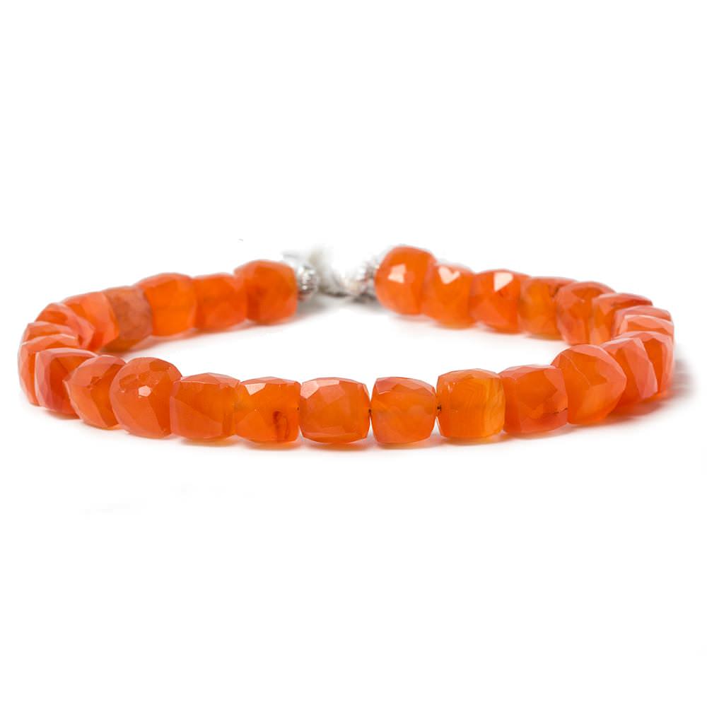 7.5mm Carnelian faceted cube beads 8 inch 30 pieces (ONLINE ORDER ONLY)