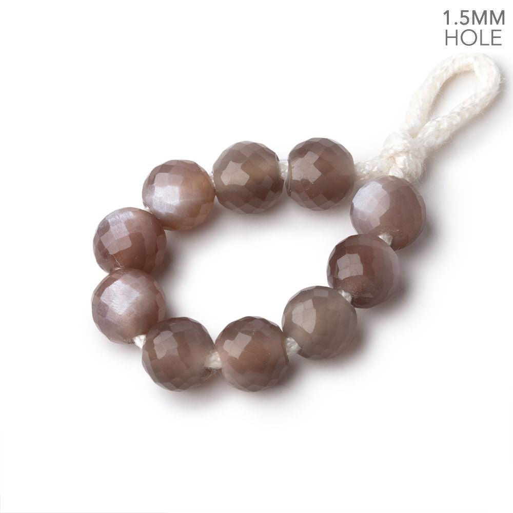 7mm Chocolate Moonstone 1.5mm Large Hole Faceted Rounds Set of 10 (ONLINE ORDER ONLY)