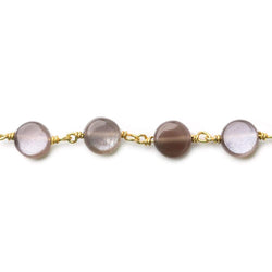 7mm Chocolate Moonstone plain coin Vermeil Chain by the foot (ONLINE ORDER ONLY)