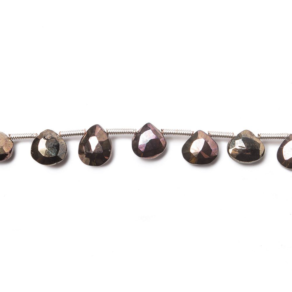 7mm Chocolate Mystic Black Spinel Beads Heart Briolette 8 inch 21 pieces (ONLINE ORDER ONLY)