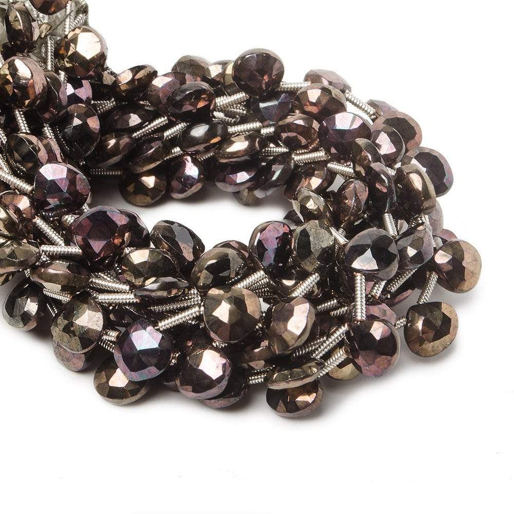 7mm Chocolate Mystic Black Spinel Beads Heart Briolette 8 inch 21 pieces (ONLINE ORDER ONLY)