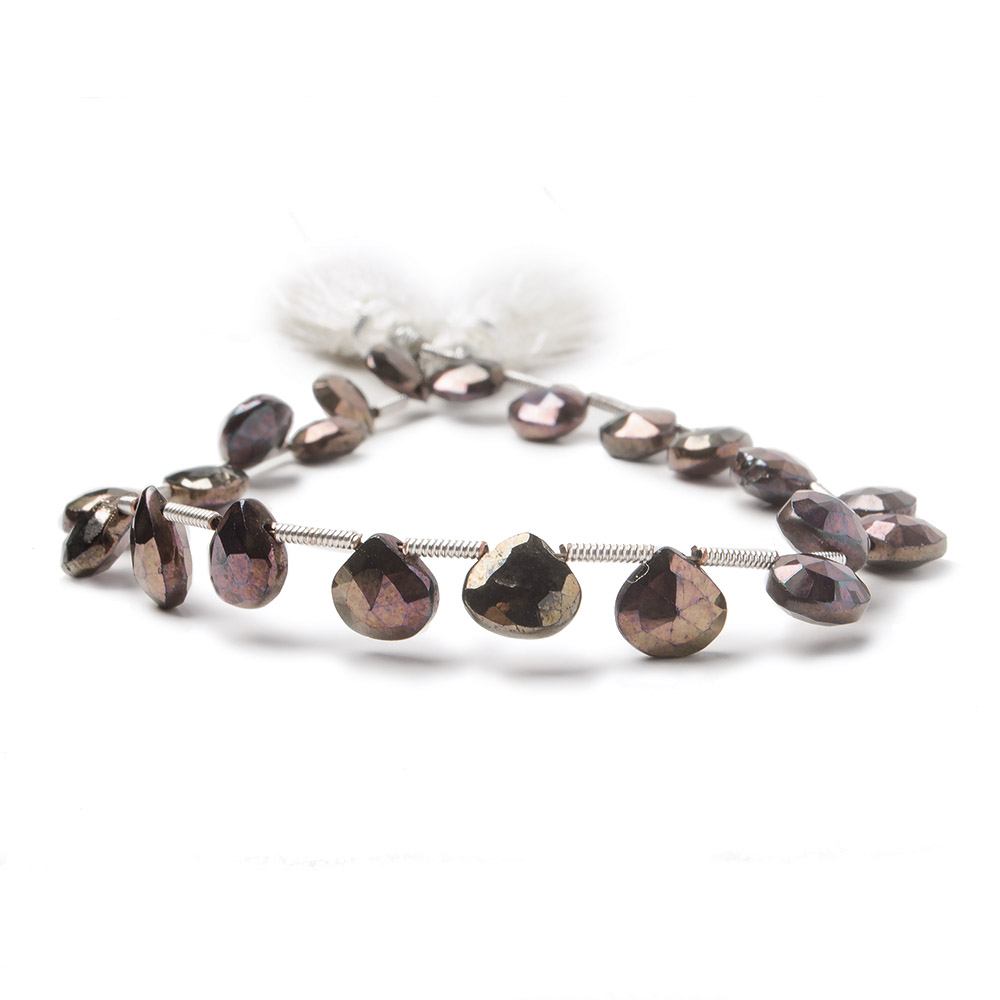 7mm Chocolate Mystic Black Spinel Beads Heart Briolette 8 inch 21 pieces (ONLINE ORDER ONLY)