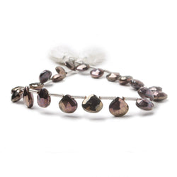 7mm Chocolate Mystic Black Spinel Beads Heart Briolette 8 inch 21 pieces (ONLINE ORDER ONLY)