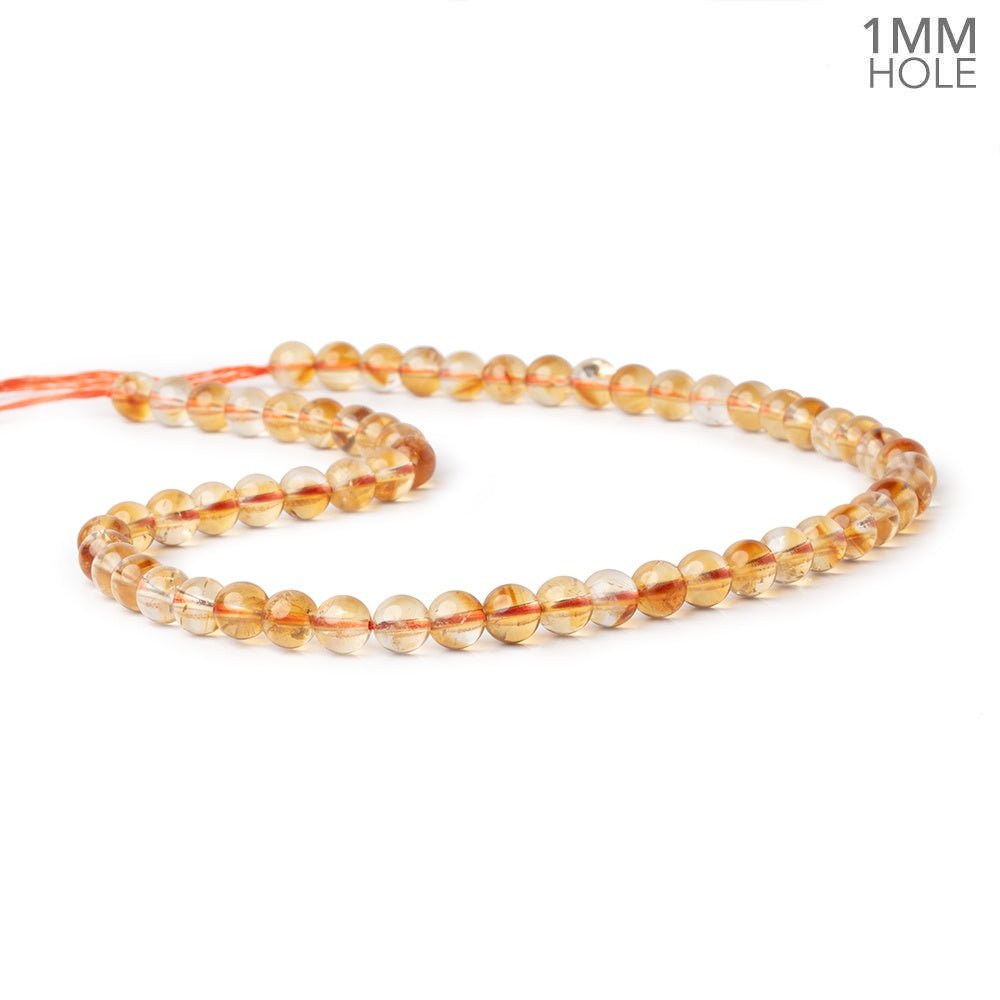 7mm Citrine Plain Rounds 15 inch 58 Beads with 1mm Drill Holes AA (ONLINE ORDER ONLY)