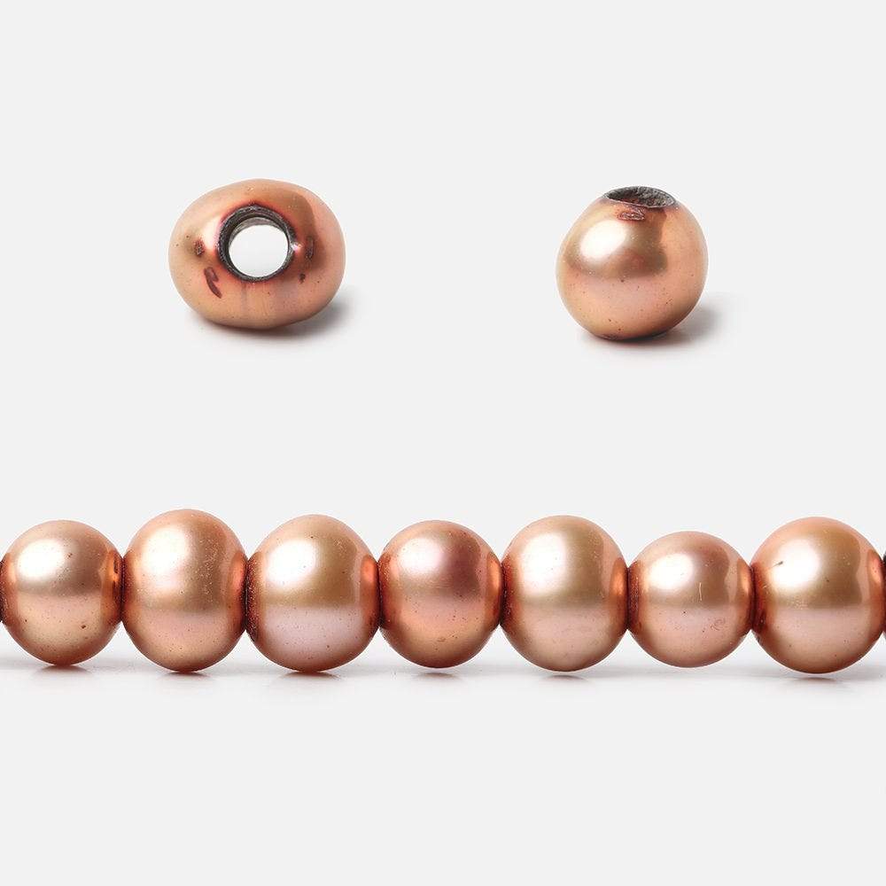 7mm Dark Salmon Large Hole Off Round Freshwater Pearls 15 inches 65 pieces (ONLINE ORDER ONLY)