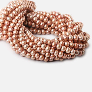 7mm Dark Salmon Large Hole Off Round Freshwater Pearls 15 inches 65 pieces (ONLINE ORDER ONLY)