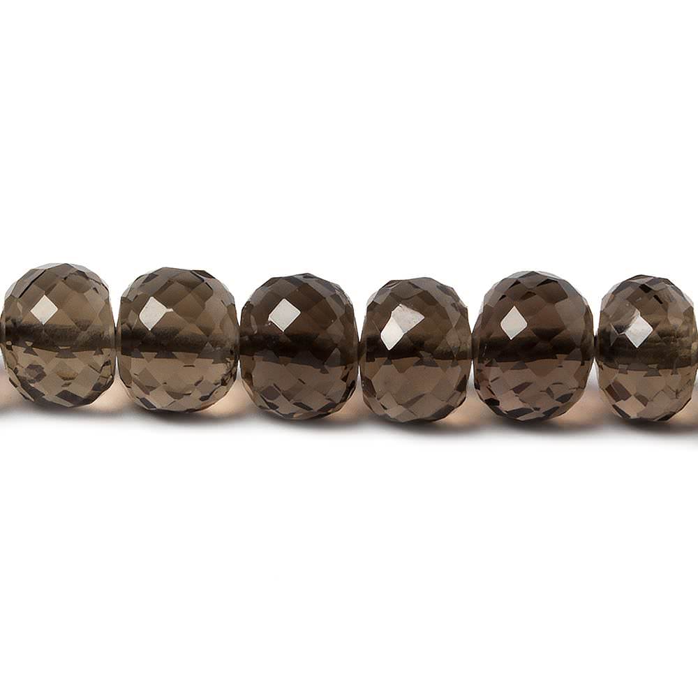 7mm Dark Smoky Quartz Micro-faceted rondelle beads 16 inch 82 pieces (ONLINE ORDER ONLY)