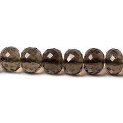 7mm Dark Smoky Quartz Micro-faceted rondelle beads 16 inch 82 pieces (ONLINE ORDER ONLY)