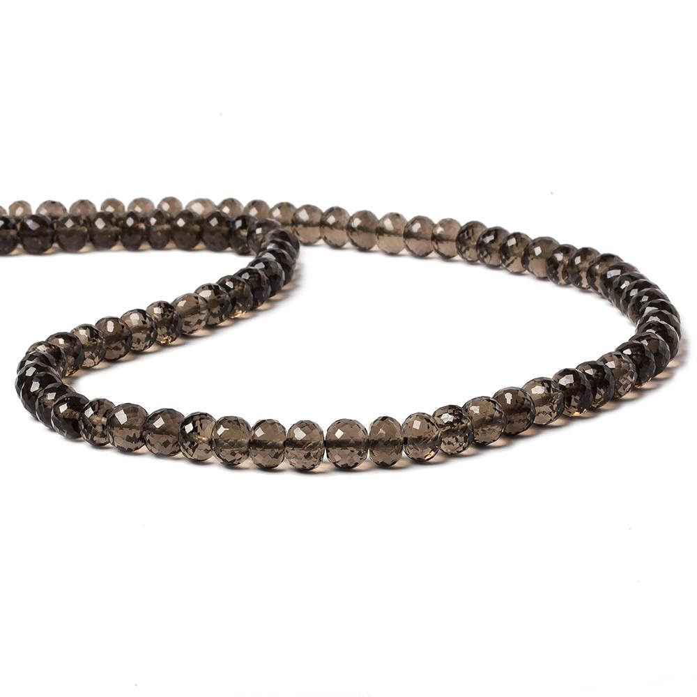7mm Dark Smoky Quartz Micro-faceted rondelle beads 16 inch 82 pieces (ONLINE ORDER ONLY)